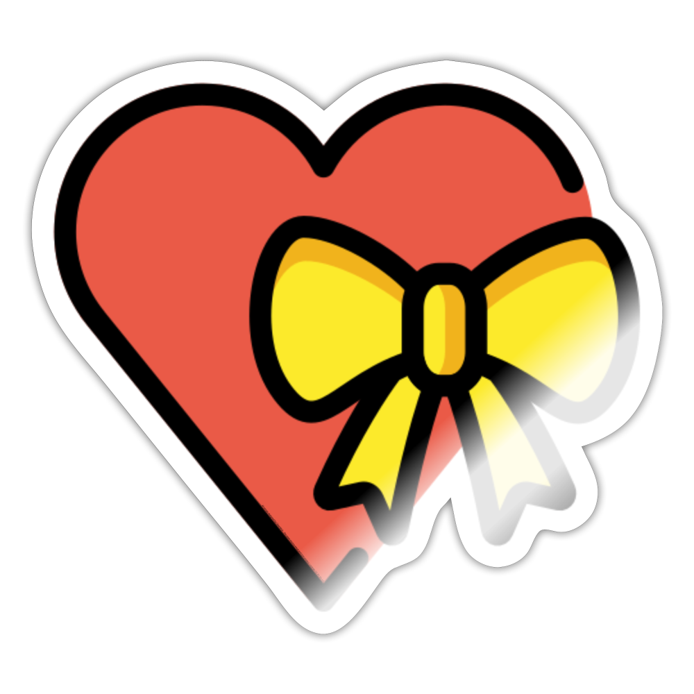 Heart with Ribbon Moji Sticker - Emoji.Express - white glossy