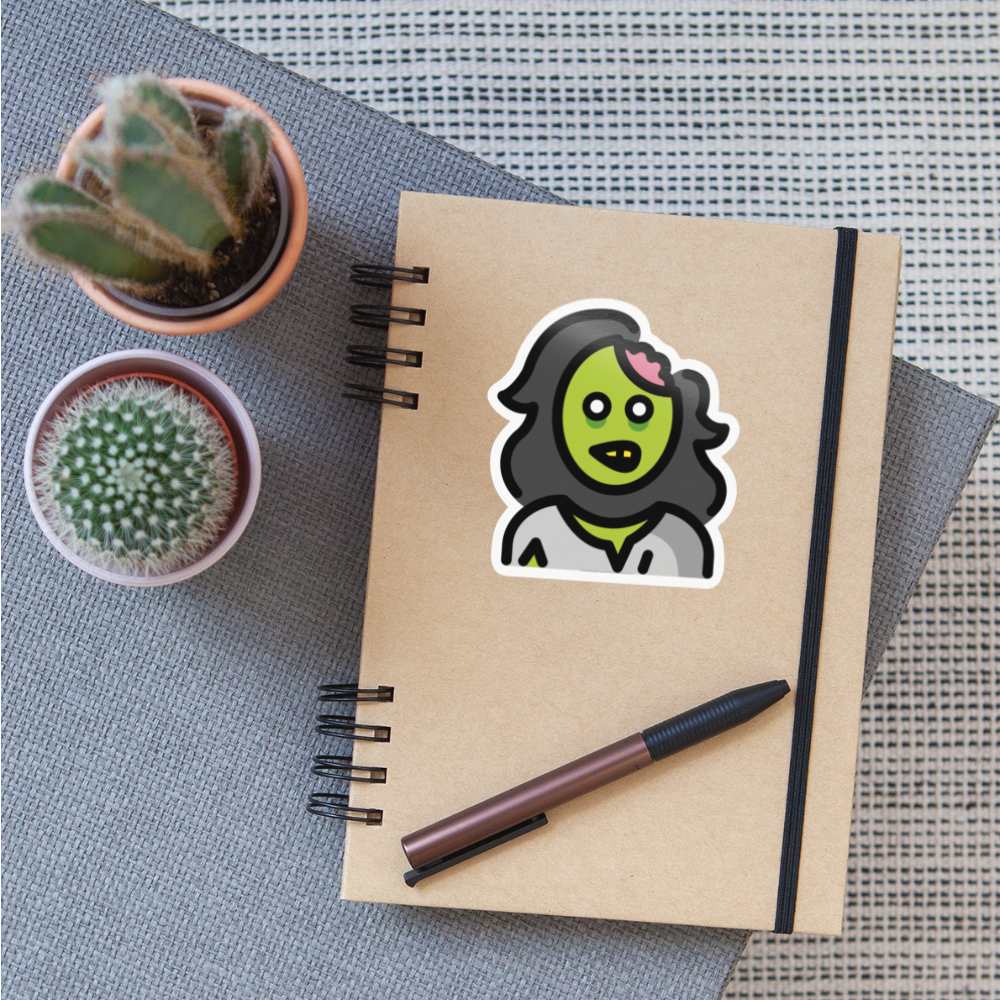 Woman Zombie Moji Sticker - Emoji.Express - white glossy