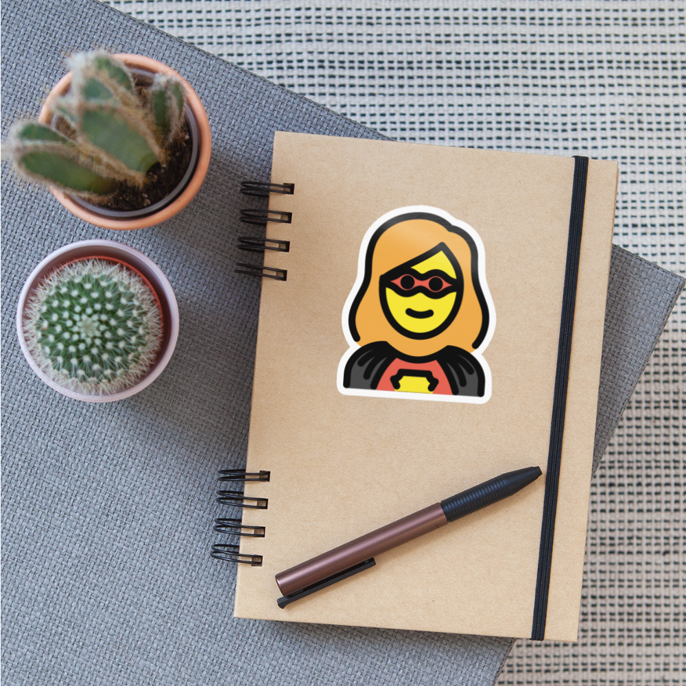 Woman Superhero Moji Sticker - Emoji.Express - white glossy