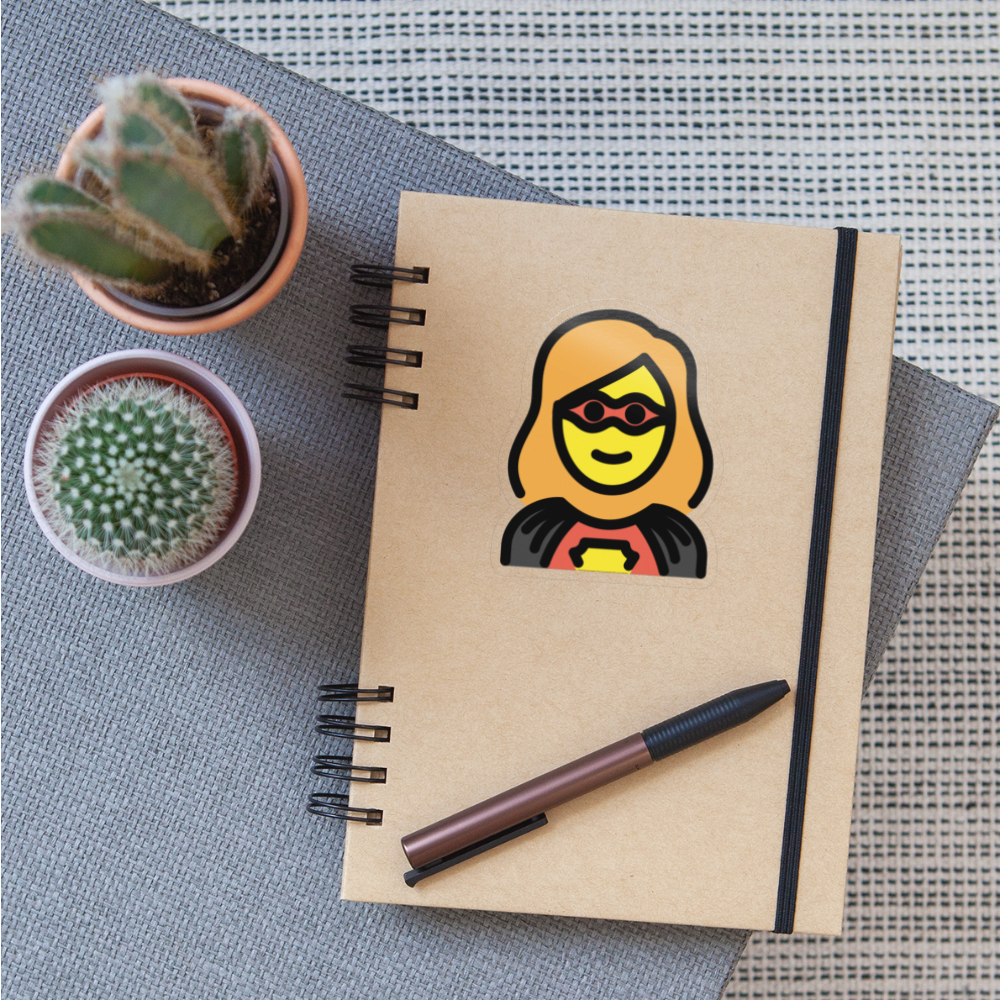 Woman Superhero Moji Sticker - Emoji.Express - transparent glossy