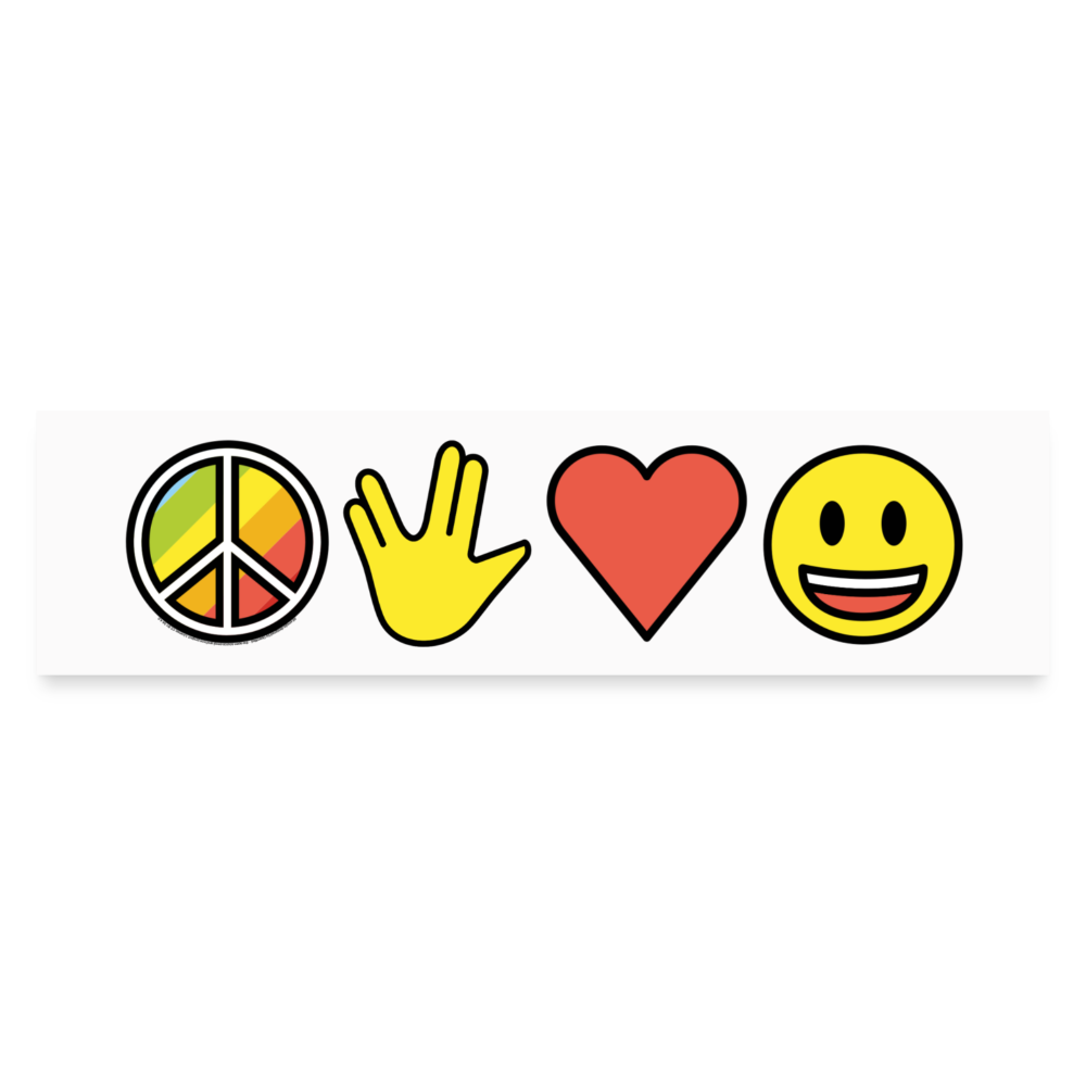 Peace Prosperity Love & Happiness Bumper Sticker - Emoji.Express - white matte