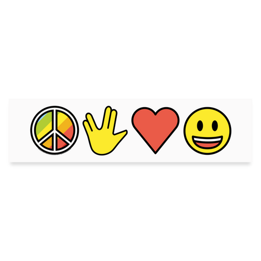 Peace Prosperity Love & Happiness Bumper Sticker - Emoji.Express - white matte