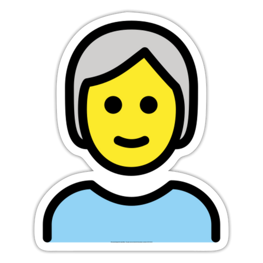 Person; White Hair Moji Sticker - Emoji.Express - white matte