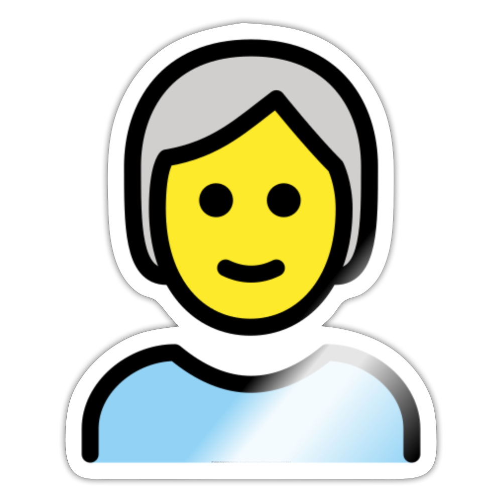 Person; White Hair Moji Sticker - Emoji.Express - white glossy