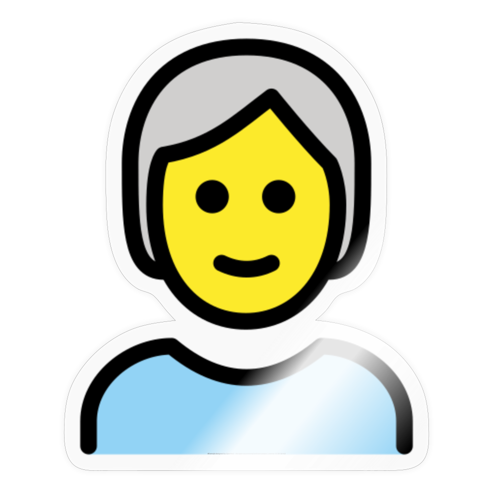 Person; White Hair Moji Sticker - Emoji.Express - transparent glossy