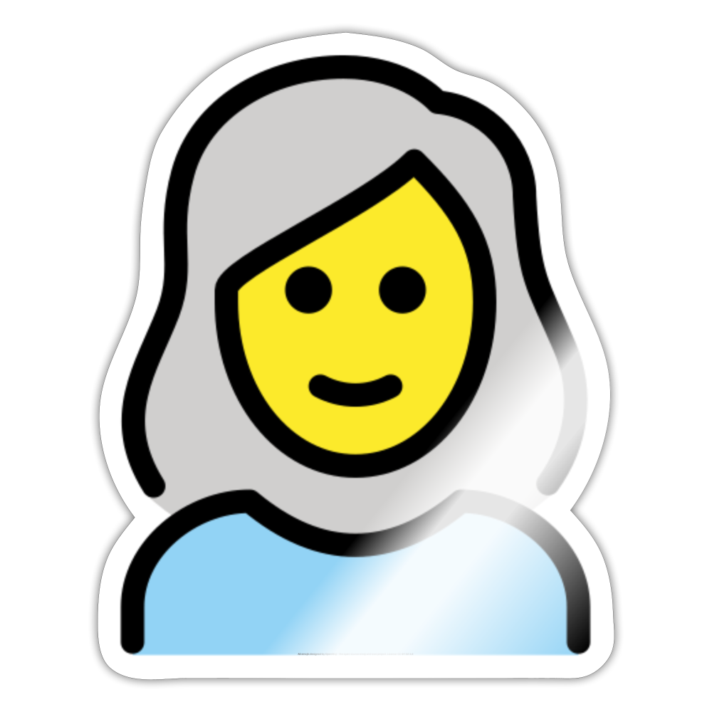 Woman; White Hair Moji Sticker - Emoji.Express - white glossy
