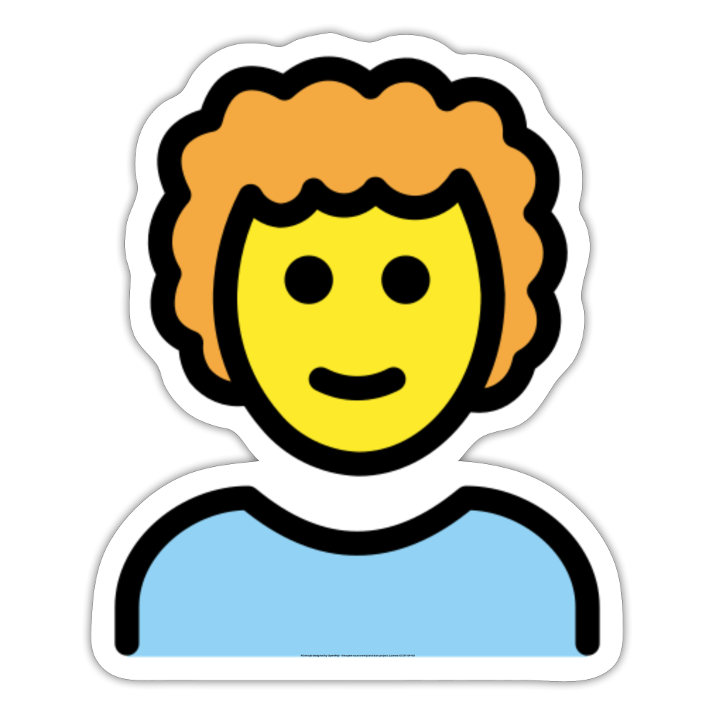 Person; Curly Hair Moji Sticker - Emoji.Express - white matte