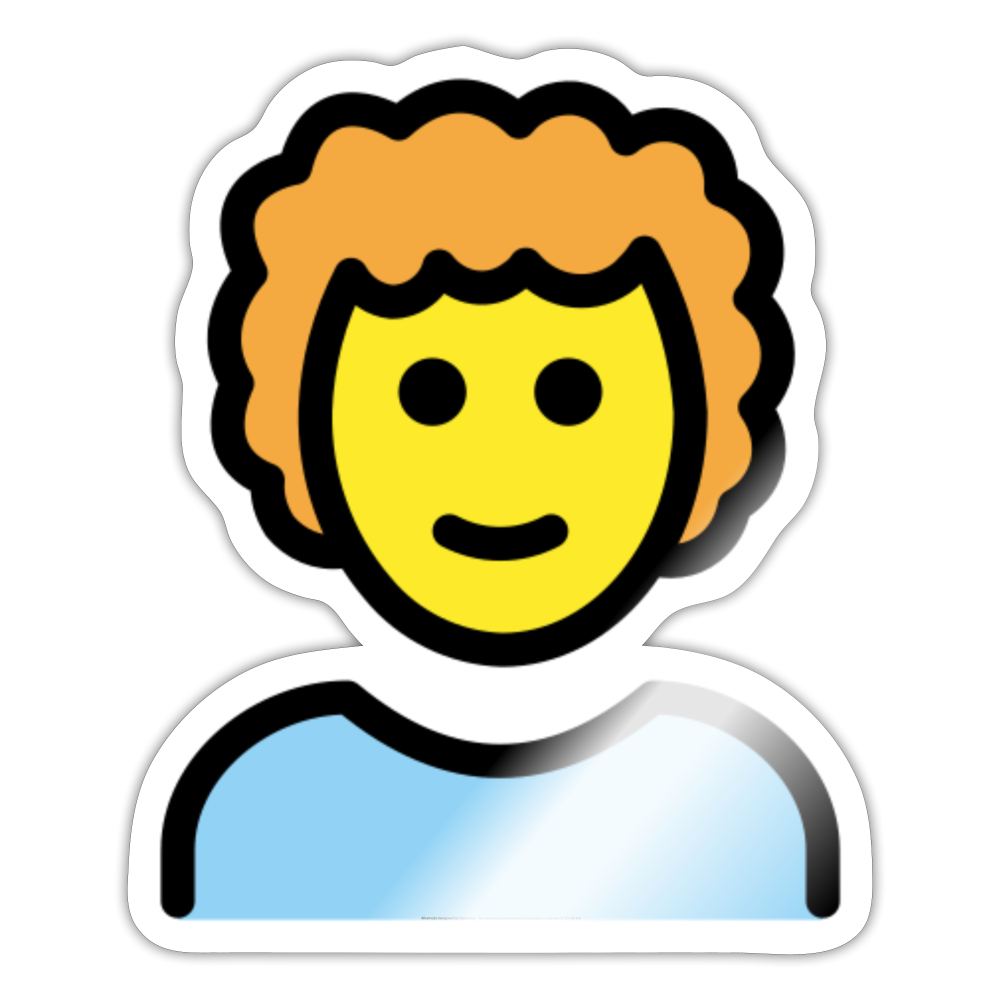 Person; Curly Hair Moji Sticker - Emoji.Express - white glossy