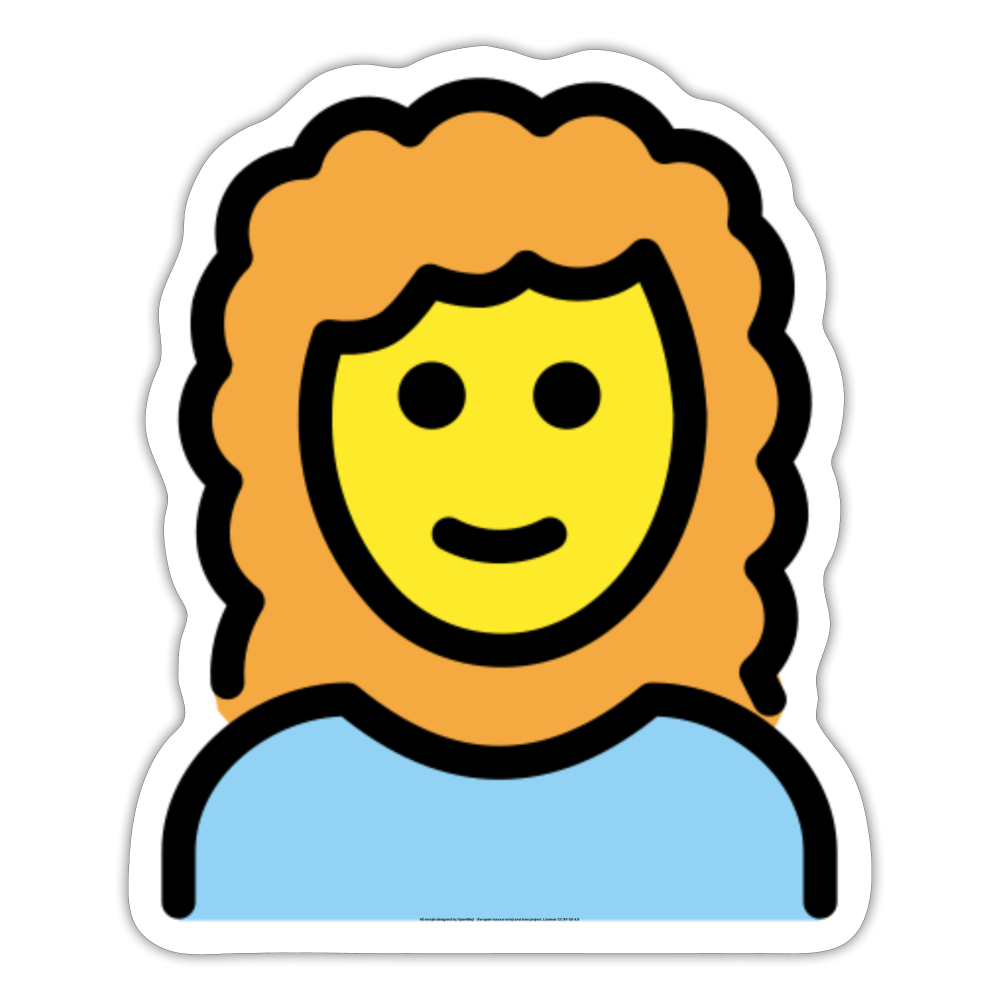 Woman - Curly Hair Moji Sticker - Emoji.Express - white matte