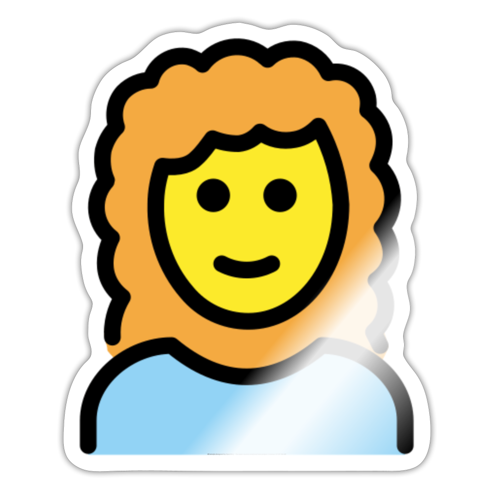 Woman - Curly Hair Moji Sticker - Emoji.Express - white glossy