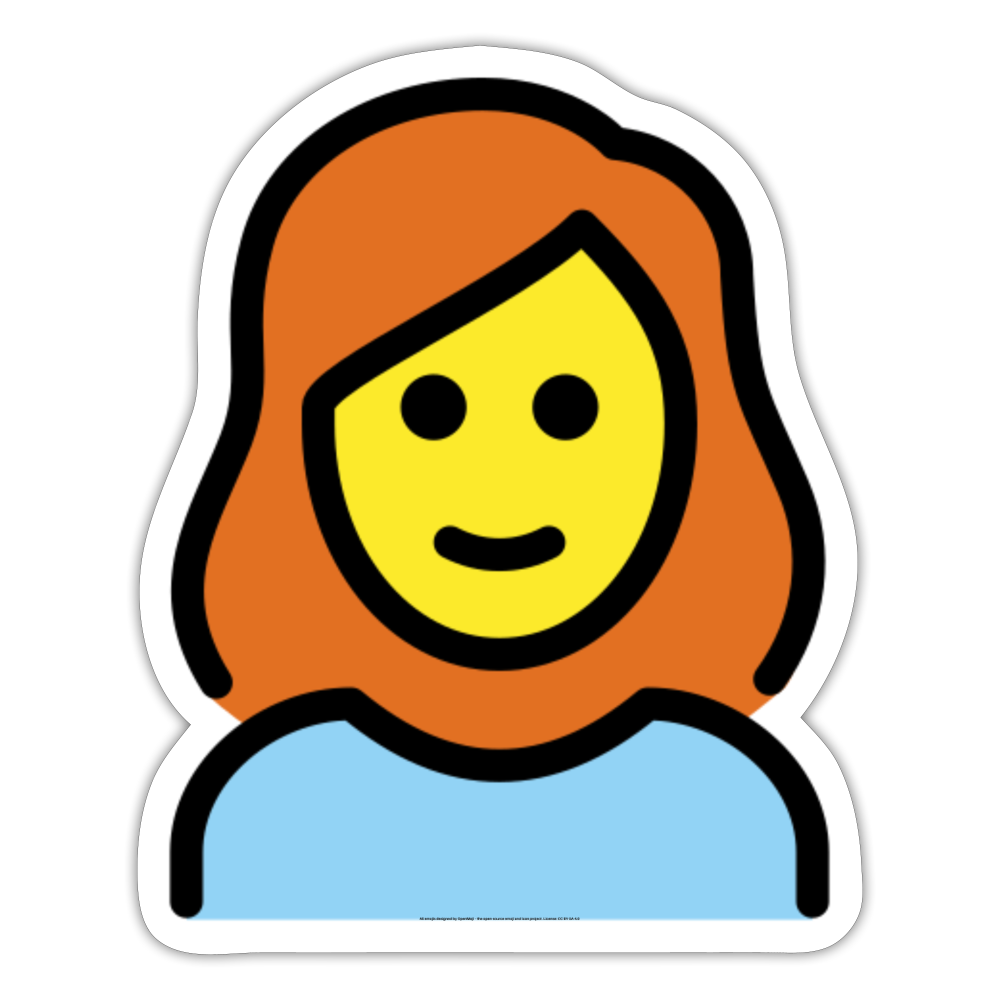 Woman; Red Hair Moji Sticker - Emoji.Express - white matte