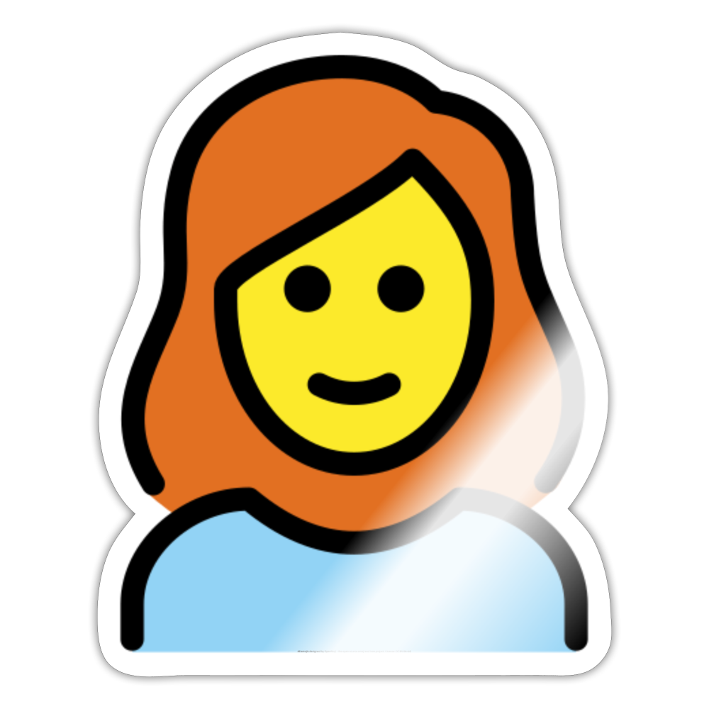 Woman; Red Hair Moji Sticker - Emoji.Express - white glossy