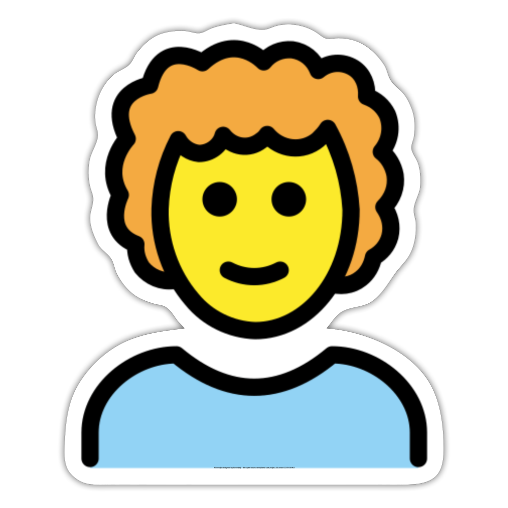 Man; Curly Hair Moji Sticker - Emoji.Express - white matte