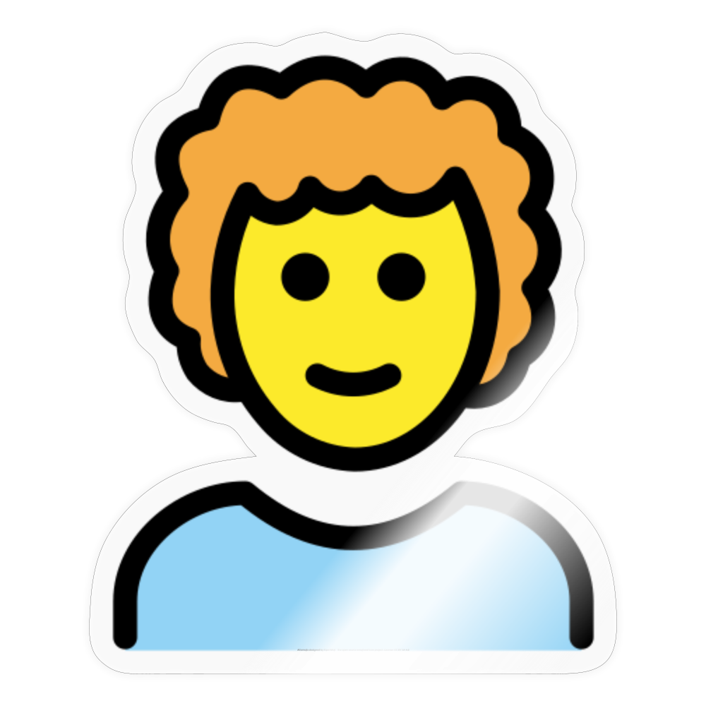 Man; Curly Hair Moji Sticker - Emoji.Express - transparent glossy