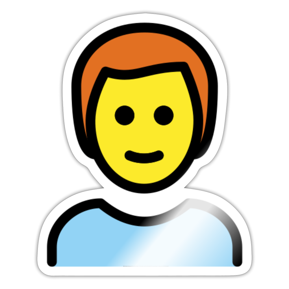 Man; Red Hair Moji Sticker - Emoji.Express - white glossy