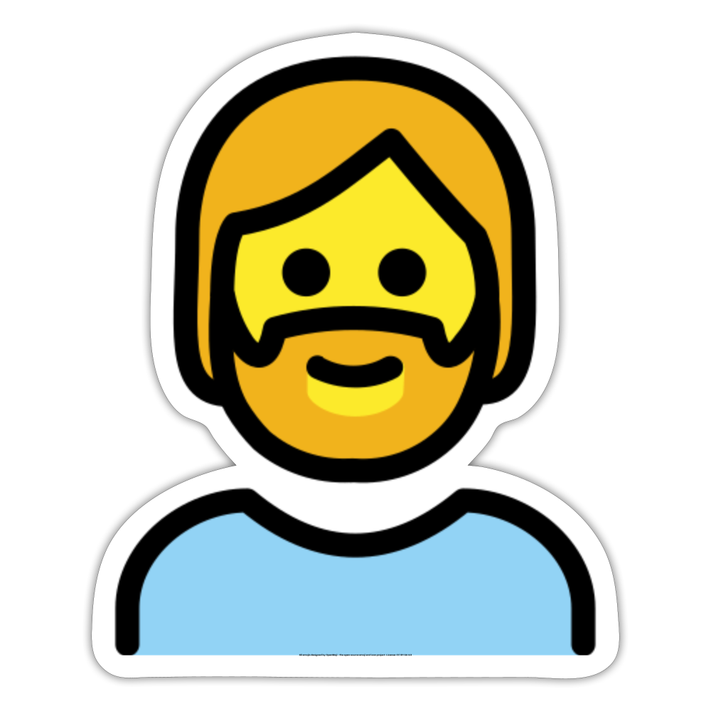 Person: Beard Moji Sticker - Emoji.Express - white matte