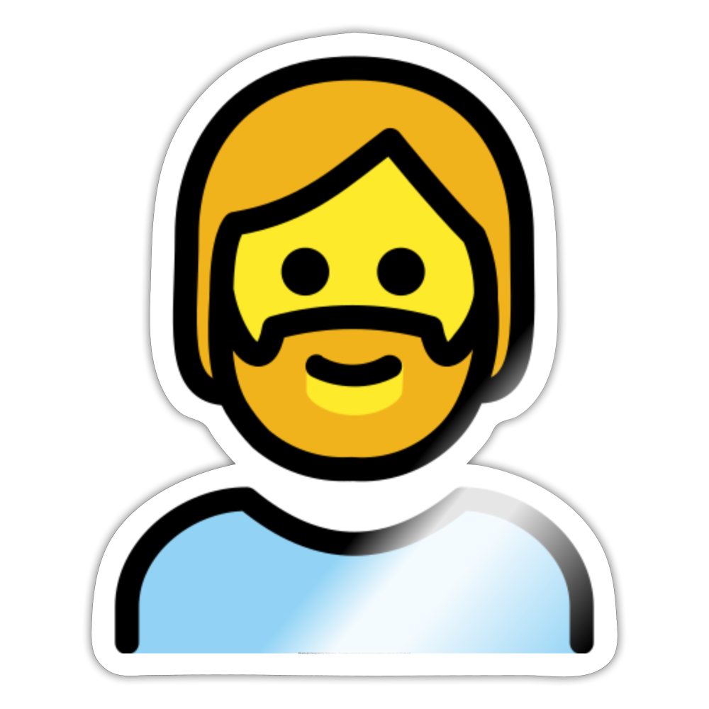 Person: Beard Moji Sticker - Emoji.Express - white glossy