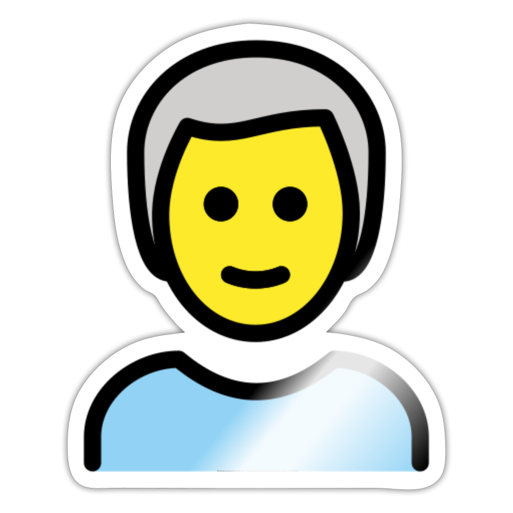 Man; White Hair Moji Sticker - Emoji.Express - white glossy