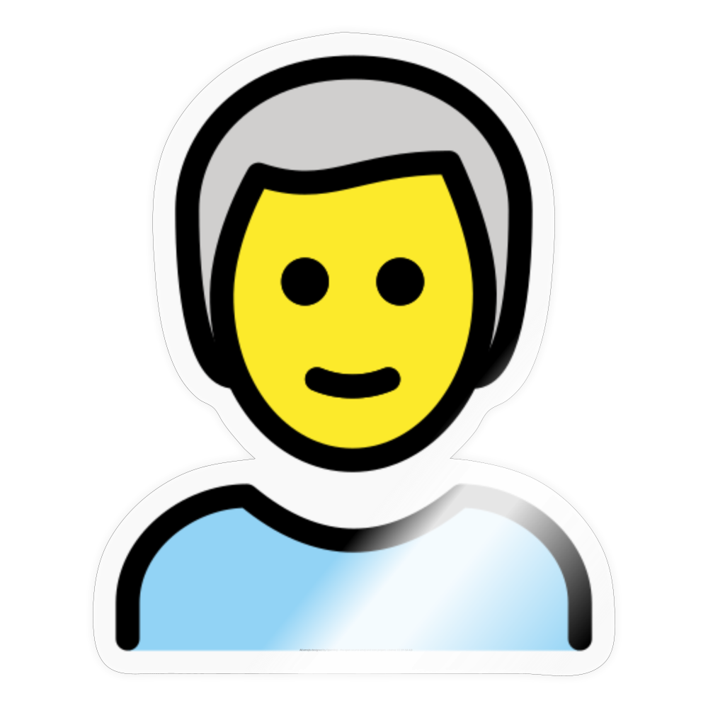 Man; White Hair Moji Sticker - Emoji.Express - transparent glossy