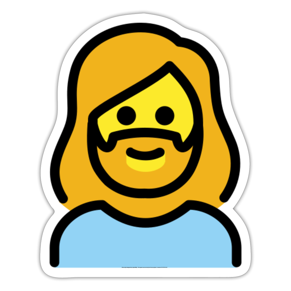 Woman; Beard Moji Sticker - Emoji.Express - white matte