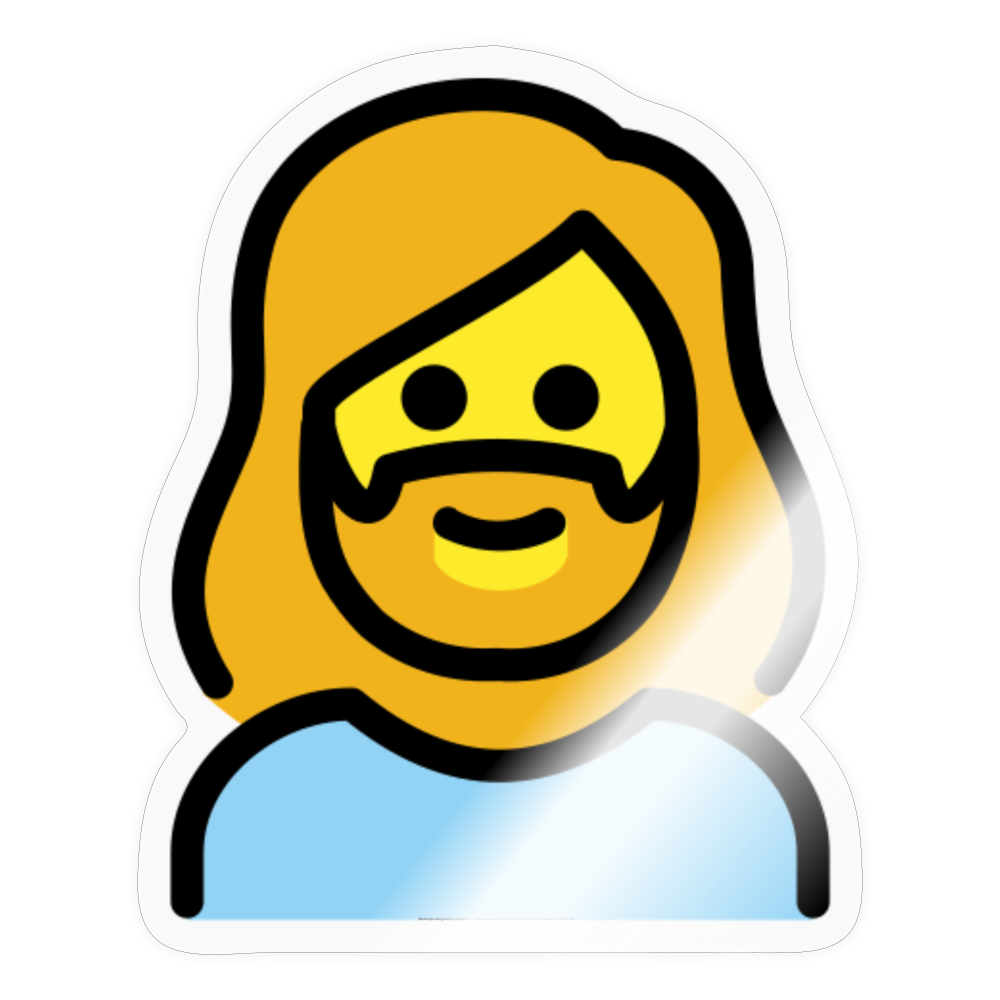 Woman; Beard Moji Sticker - Emoji.Express - transparent glossy