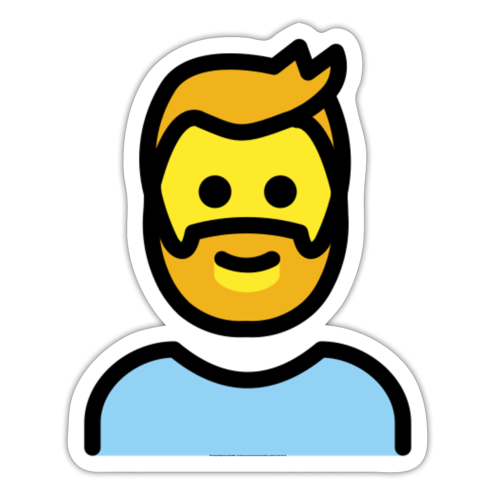 Man; Beard Moji Sticker - Emoji.Express - white matte