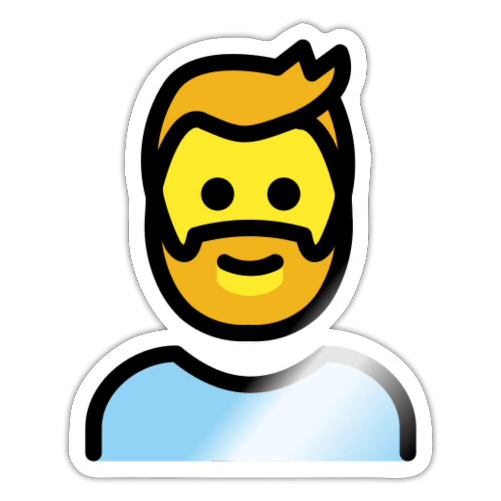 Man; Beard Moji Sticker - Emoji.Express - white glossy