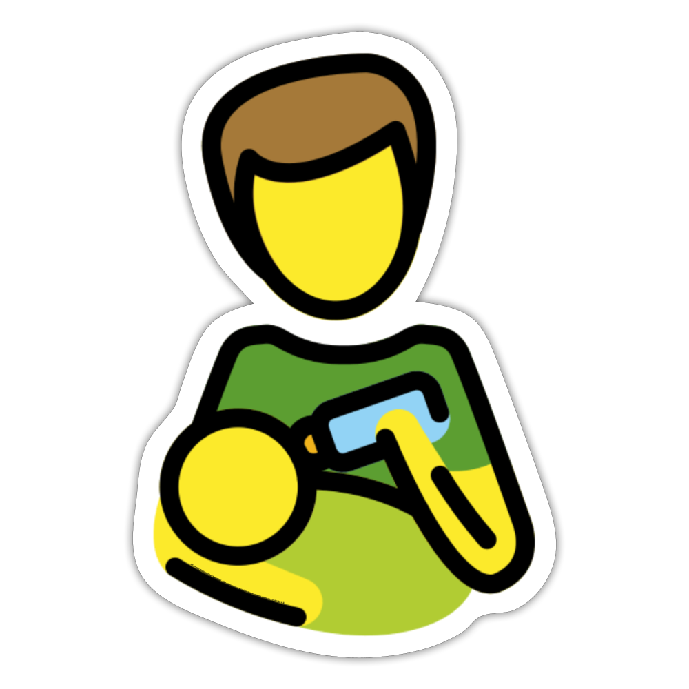 Man Feeding Baby Moji Sticker - Emoji.Express - white matte