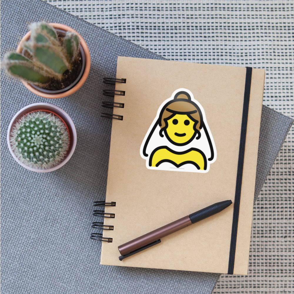 Woman with Veil Moji Sticker - Emoji.Express - white glossy