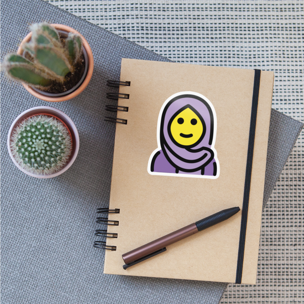 Woman with Headscarf Moji Sticker - Emoji.Express - white glossy