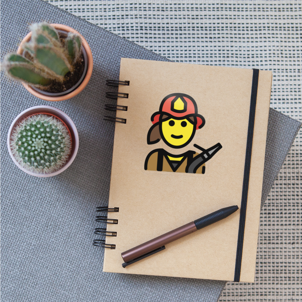Woman Firefighter Moji Sticker - Emoji.Express - transparent glossy