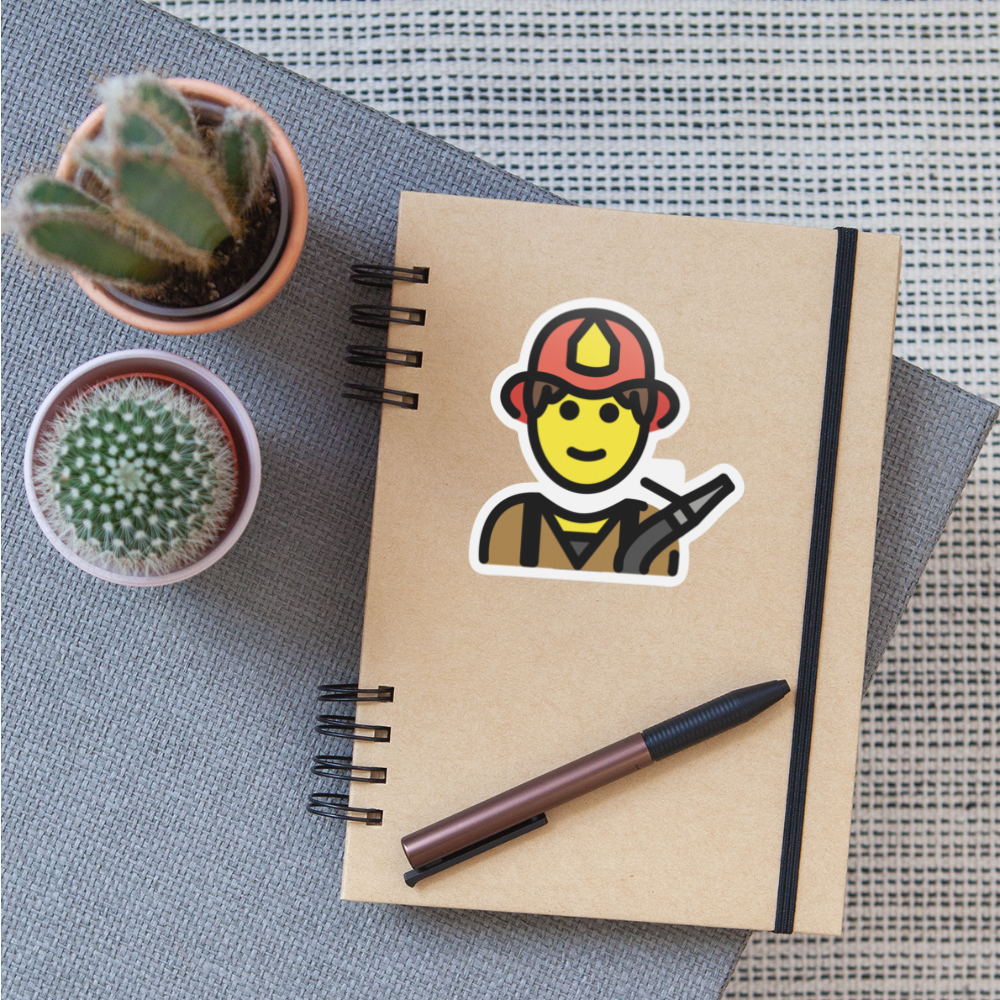 Man Firefighter Moji Sticker - Emoji.Express - white matte