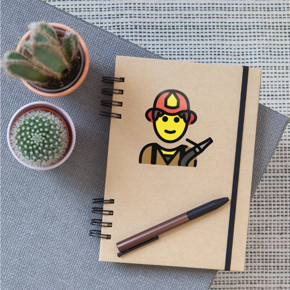 Man Firefighter Moji Sticker - Emoji.Express - transparent glossy