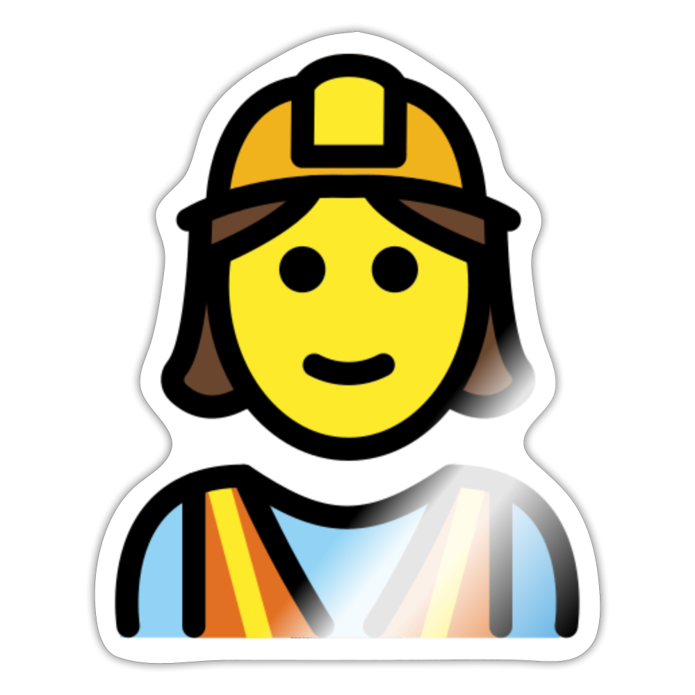 Woman Construction Worker Moji Sticker - Emoji.Express - white glossy