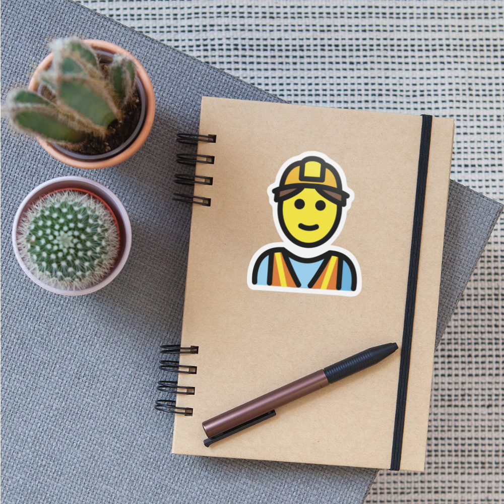 Man Construction Worker Moji Sticker - Emoji.Express - white matte