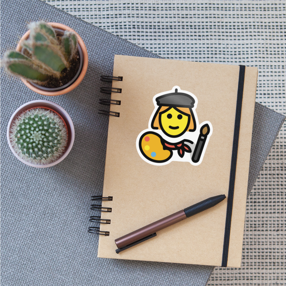 Woman Artist Moji Sticker - Emoji.Express - white glossy