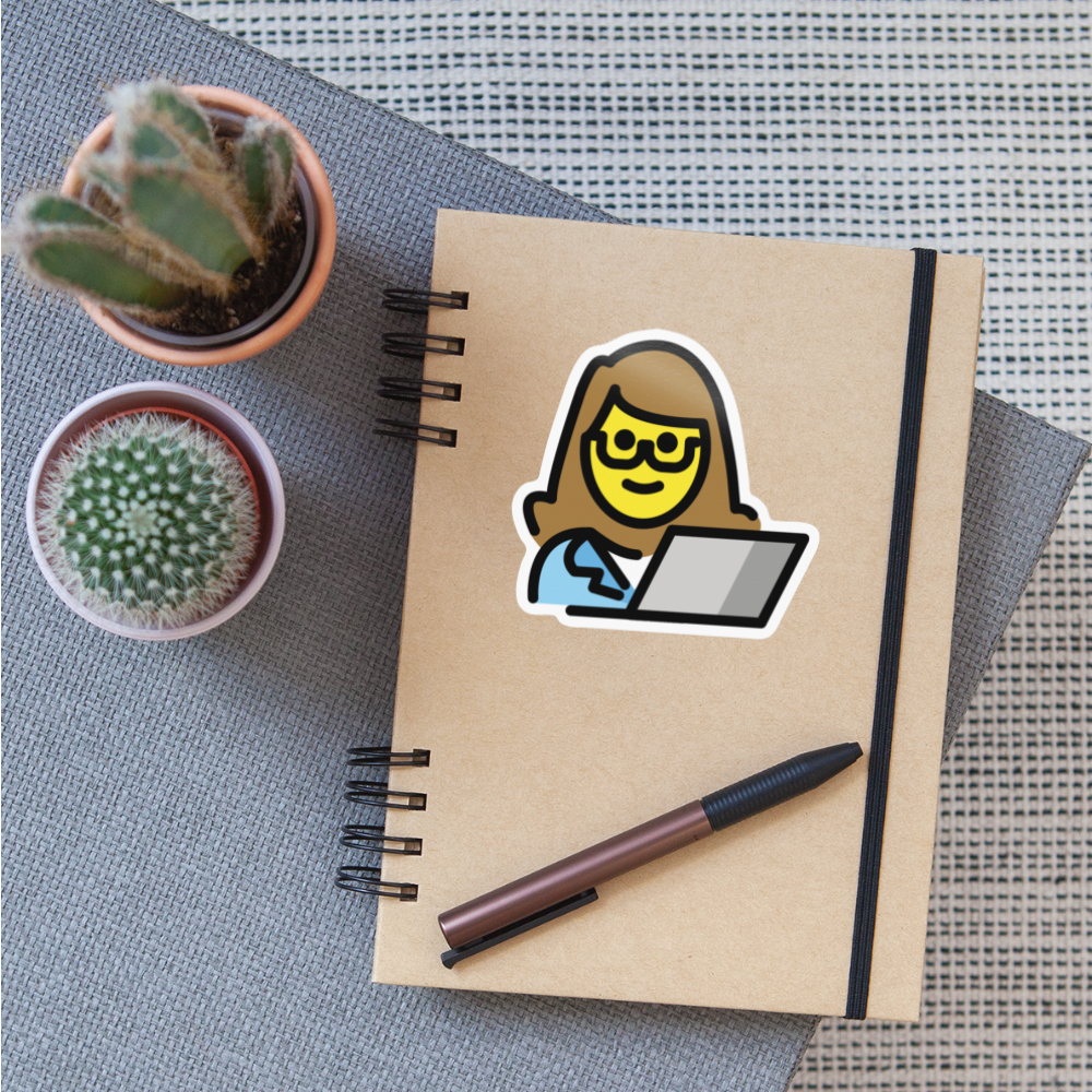 Woman Technologist Moji Sticker - Emoji.Express - white glossy