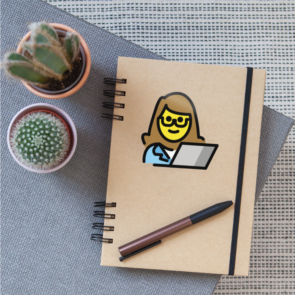 Woman Technologist Moji Sticker - Emoji.Express - transparent glossy
