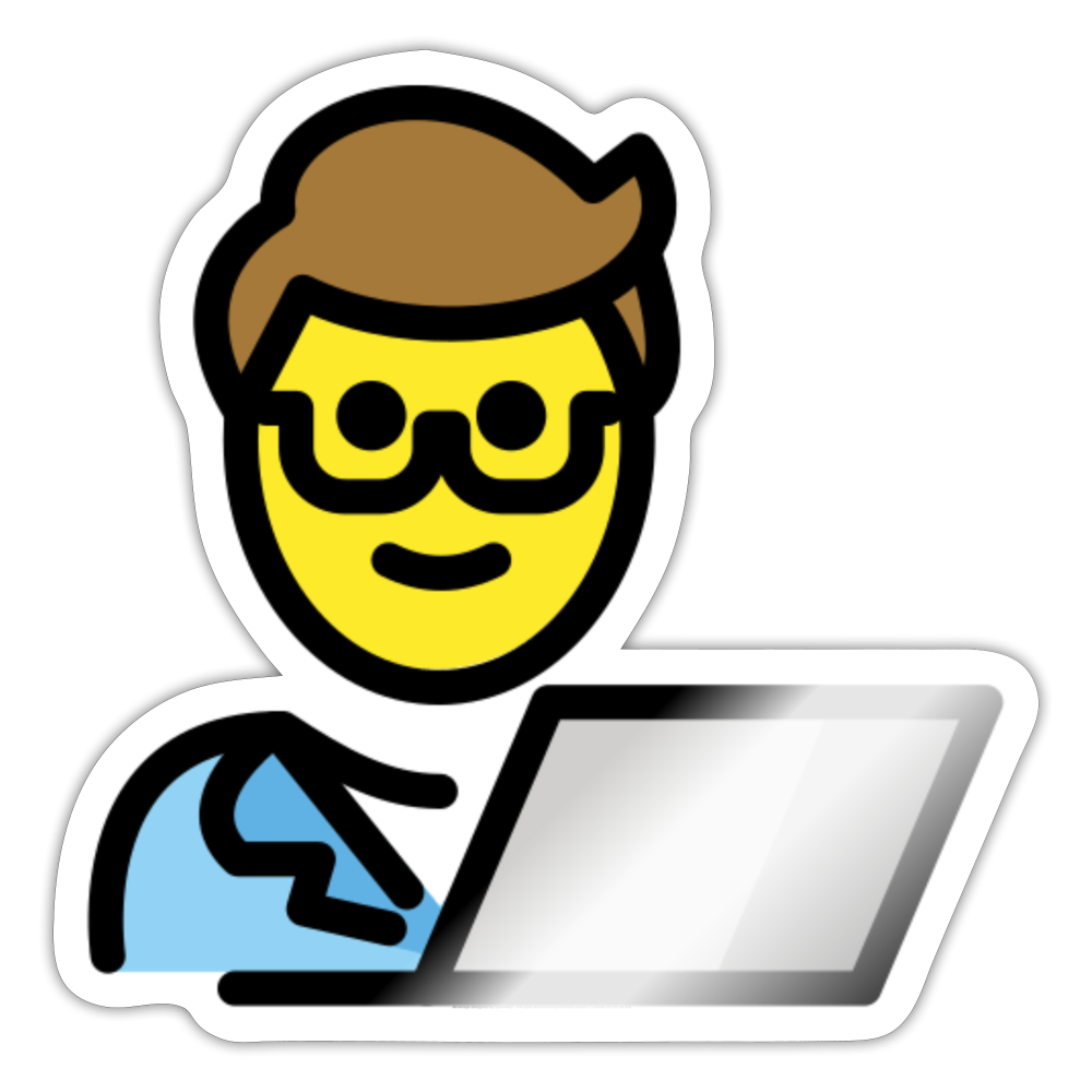 Man Technologist Moji Sticker - Emoji.Express - white glossy