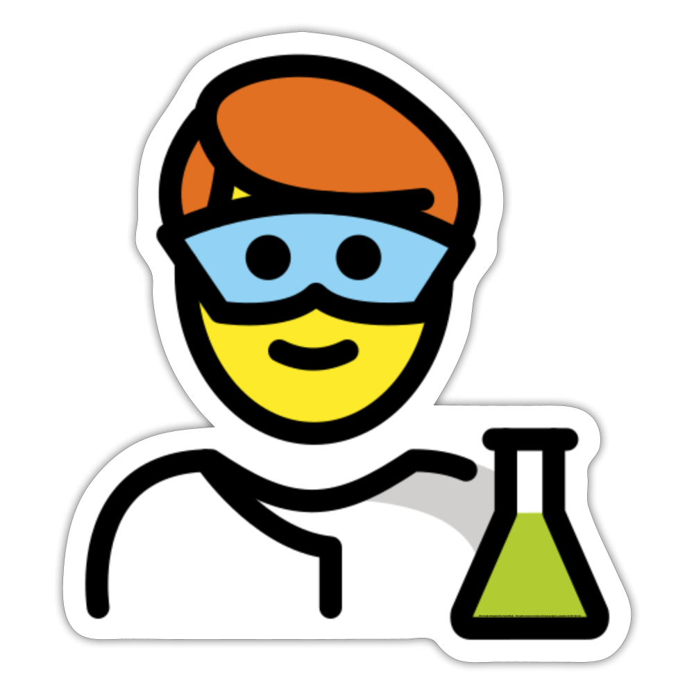 Man Scientist Moji Sticker - Emoji.Express - white matte