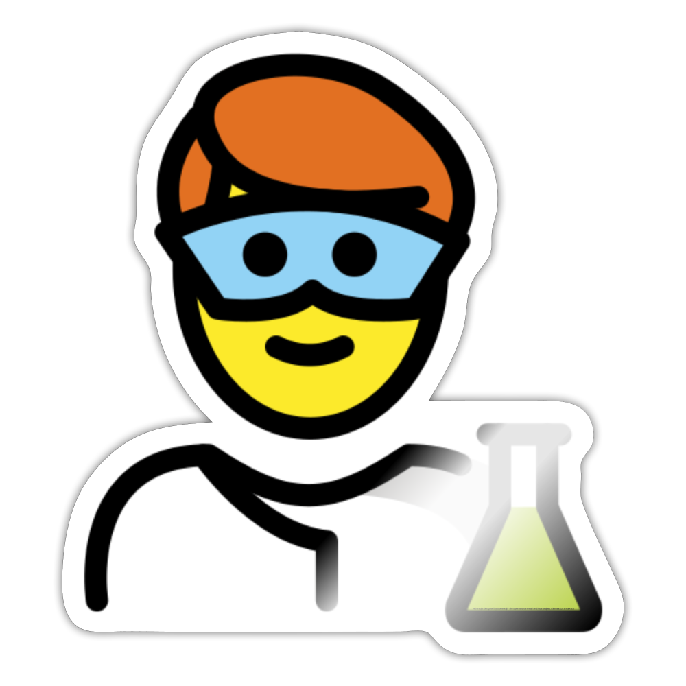 Man Scientist Moji Sticker - Emoji.Express - white glossy