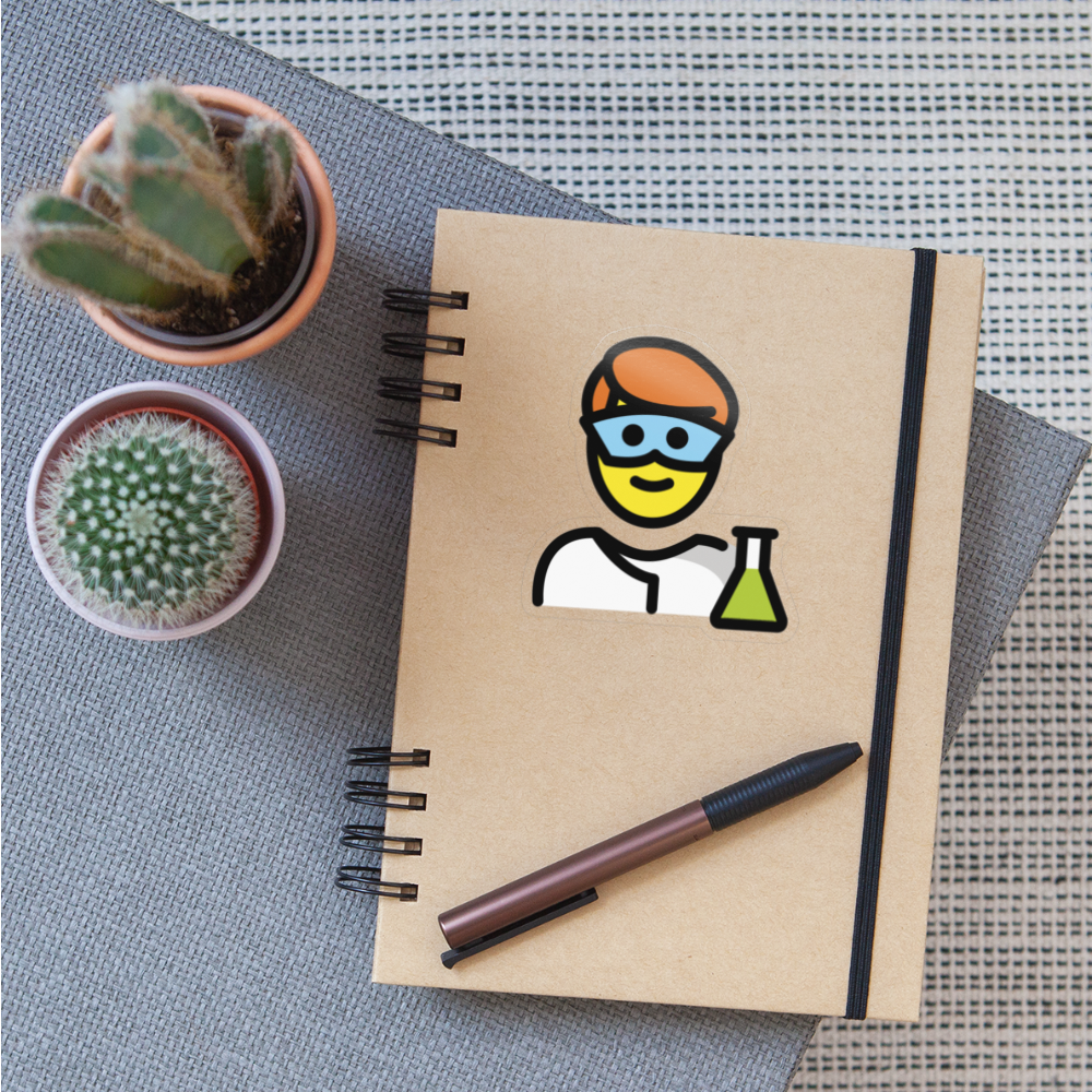 Man Scientist Moji Sticker - Emoji.Express - transparent glossy