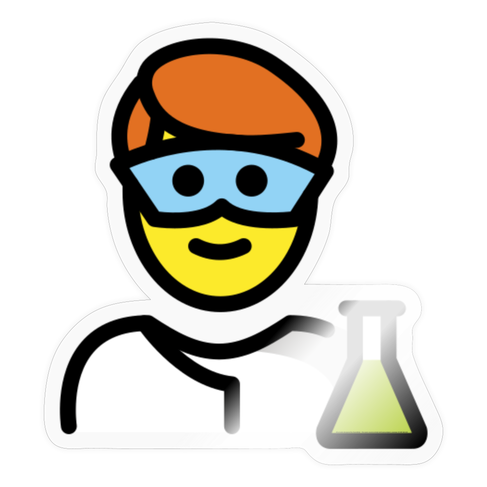 Man Scientist Moji Sticker - Emoji.Express - transparent glossy