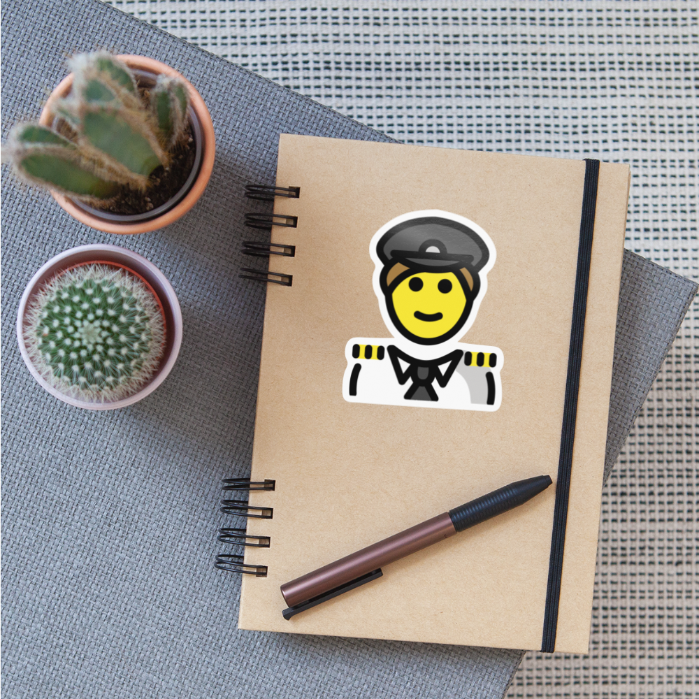 Man Pilot Moji Sticker - Emoji.Express - white glossy