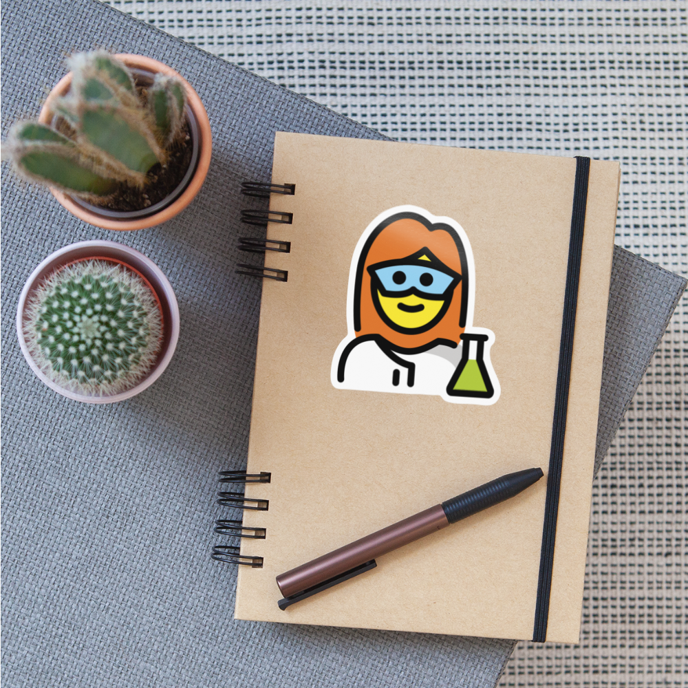 Woman Scientist Moji Sticker - Emoji.Express - white glossy