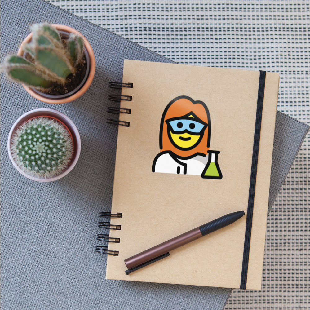 Woman Scientist Moji Sticker - Emoji.Express - transparent glossy