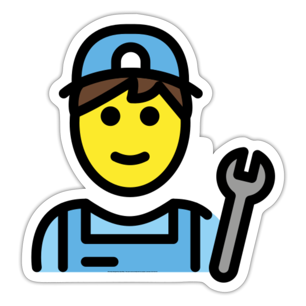 Mechanic Moji Sticker - Emoji.Express - white matte