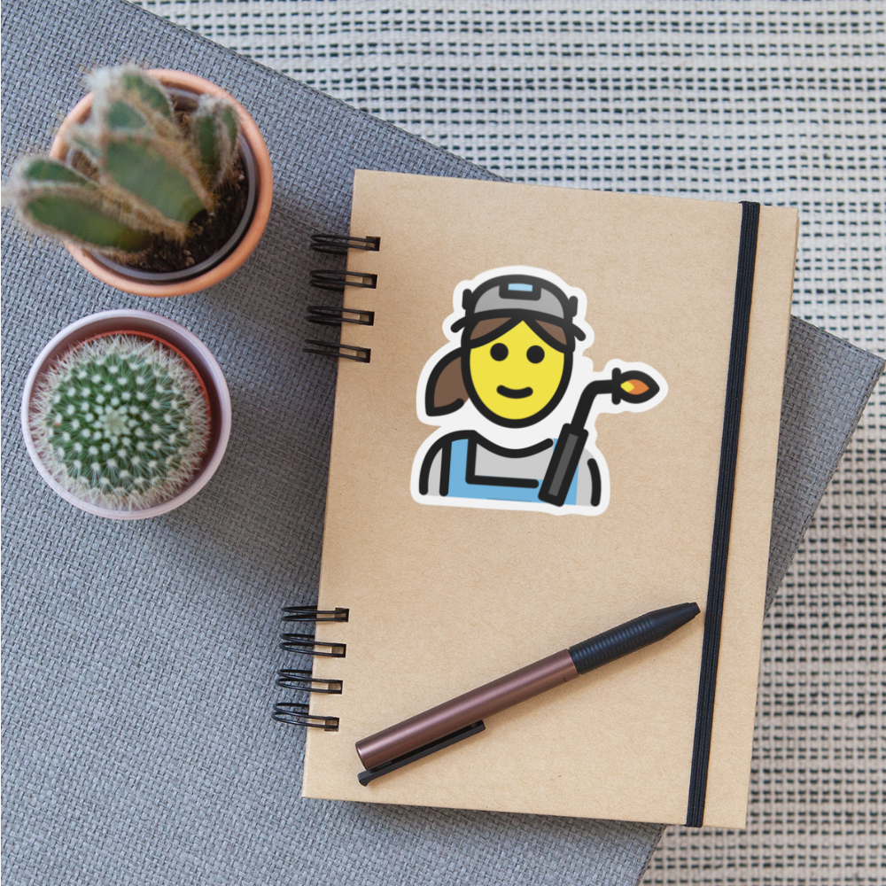 Woman Factory Worker Moji Sticker - Emoji.Express - white matte