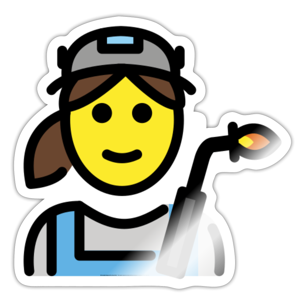 Woman Factory Worker Moji Sticker - Emoji.Express - white glossy