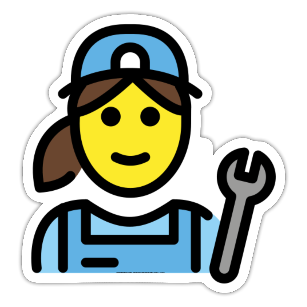 Woman Mechanic Moji Sticker - Emoji.Express - white matte